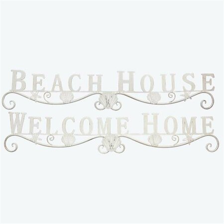 YOUNGS Metal Beach House Welcome Wall Sign with Shell Designs, Assorted Color - 2 Piece 61708